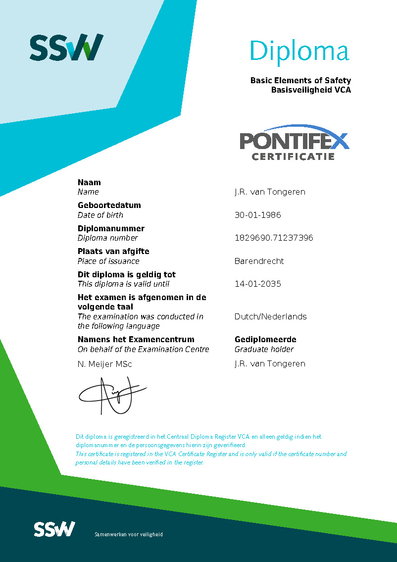 Certificaat Vca-Reco-01-2025
